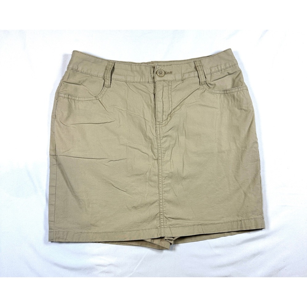 St Johns Bay Khaki Skort Womens 4 Tan Cotton‎ Blend Casual Mini Skirt Shorts
